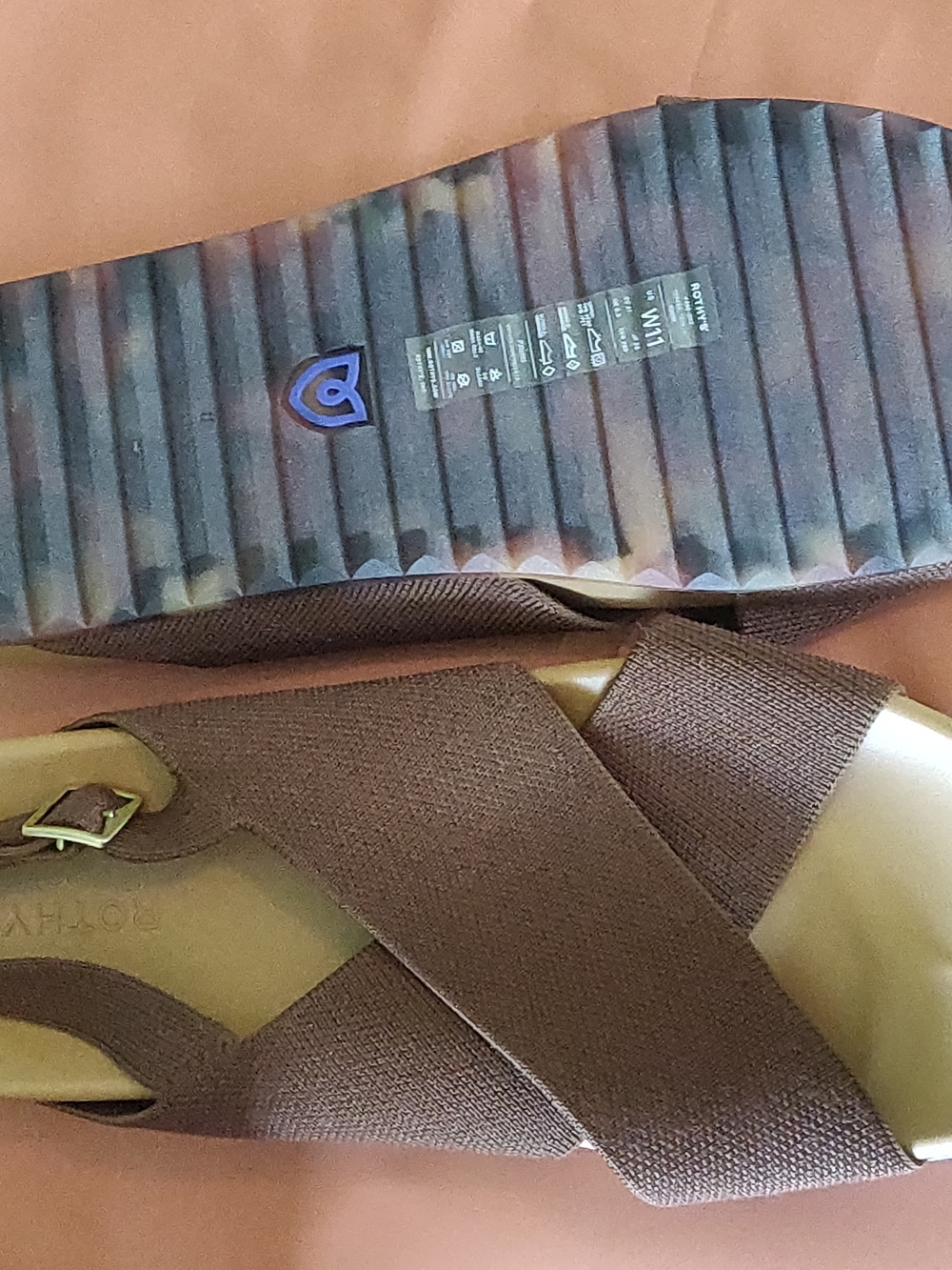 Rothy's Brown Elastic Crossband Slingback Sandals - Picture 3 of 3